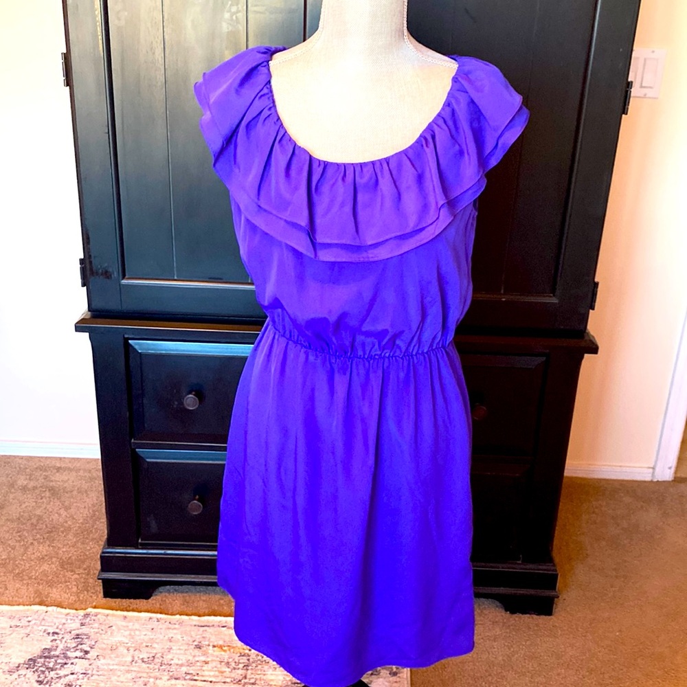 Gianni Bini vivid purple dress. Excellent condition.Ruffle top/elastic waist. S